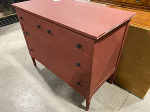 Red Painted Four Drawer Dresser