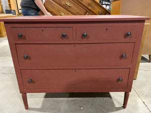 Red Painted Four Drawer Dresser