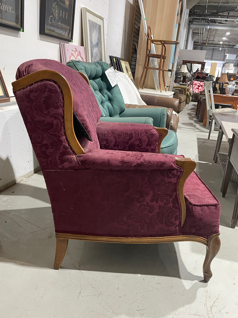 vintage French Provincial style wingback armchair