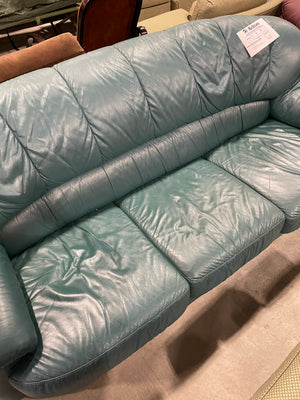 Green/Blue Faux Leather Sofa