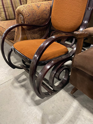 Bent Wood Orange Rocking Chair