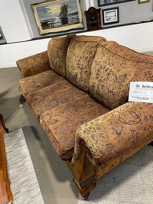 Brown Floral 3-Seat Couch