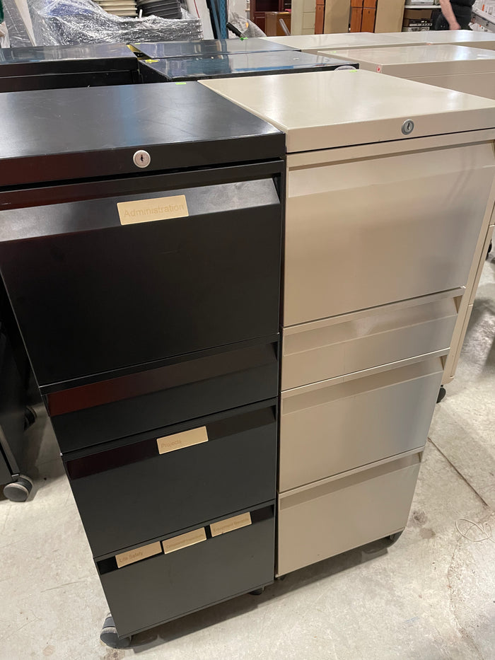 Beige & Black 15” Filing Cabinet on Wheels