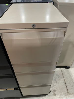 Beige & Black 15” Filing Cabinet on Wheels