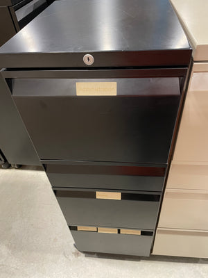 Beige & Black 15” Filing Cabinet on Wheels