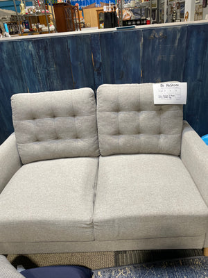Grey Loveseat with Wooden Legs