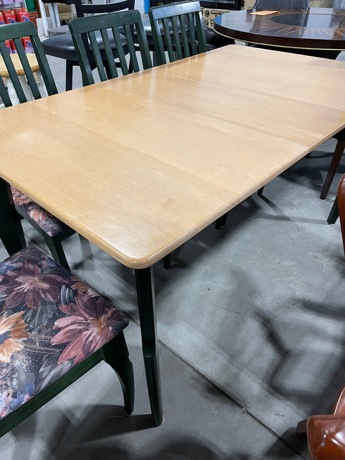 Light Wooden Dining Table with 4 Floral Chairs