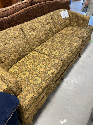 Green and Gold Curve-Back 3-Seater Couch