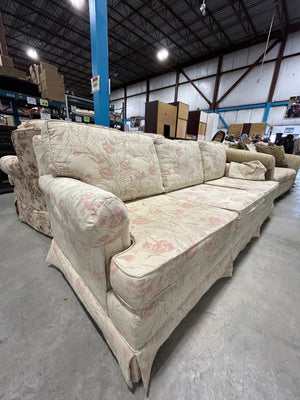 Cream Floral Three-Seater Couch