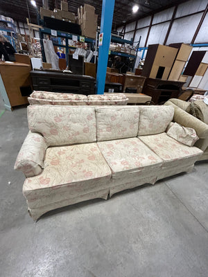 Cream Floral Three-Seater Couch