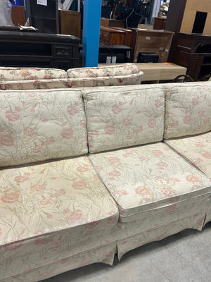 Cream Floral Three-Seater Couch