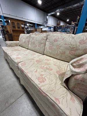 Cream Floral Three-Seater Couch
