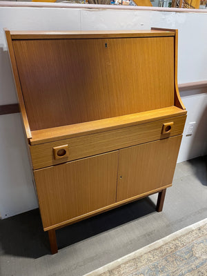 MCM Teak Secretary Desk with Skeleton Key