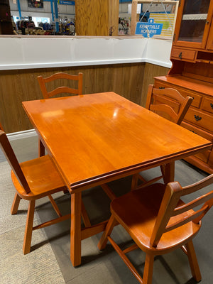 Orange Toned Dining Set with Four chairs and Buffet Hutch