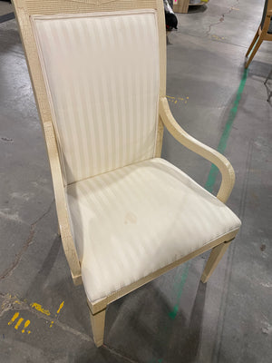 Glass Top Pedestal Dining Set with Cream Chairs