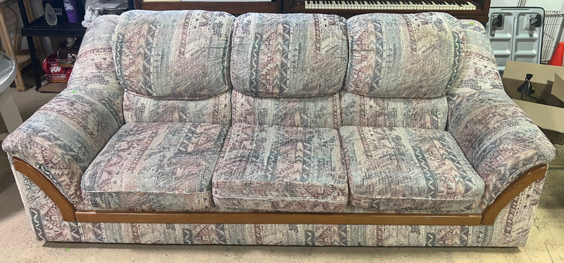 Teal and Pink Geometric Patterned 3-seater Sofa
