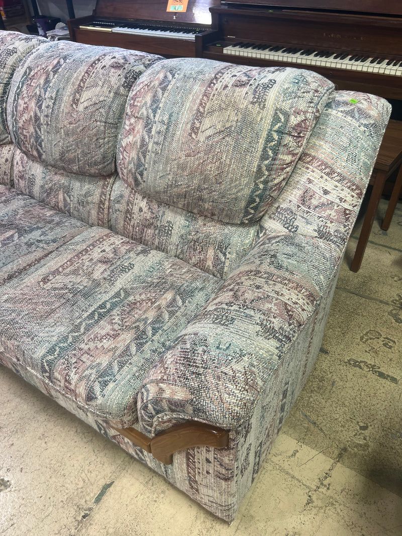 Teal and Pink Geometric Patterned 3-seater Sofa