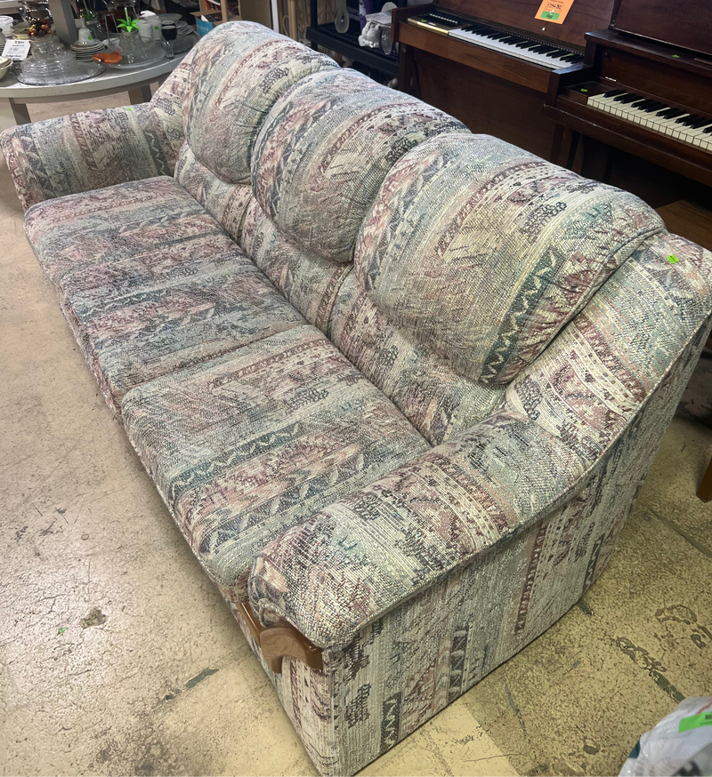 Teal and Pink Geometric Patterned 3-seater Sofa