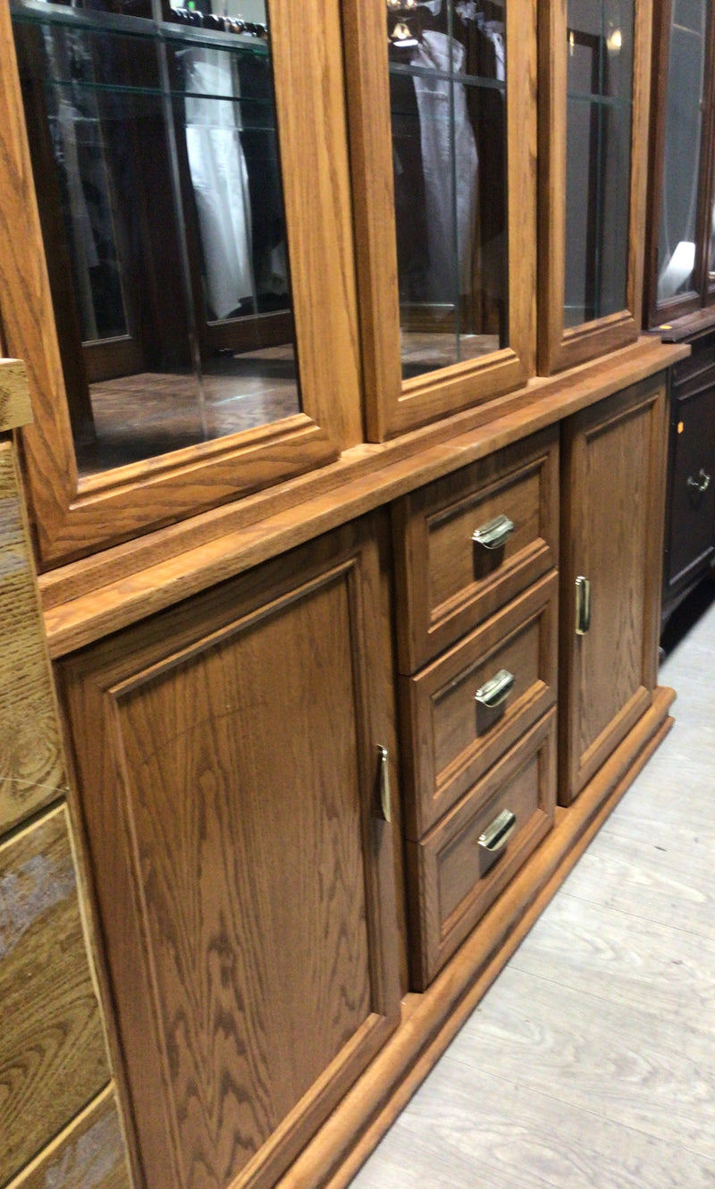 Oak Hutch with Glass Display Doors