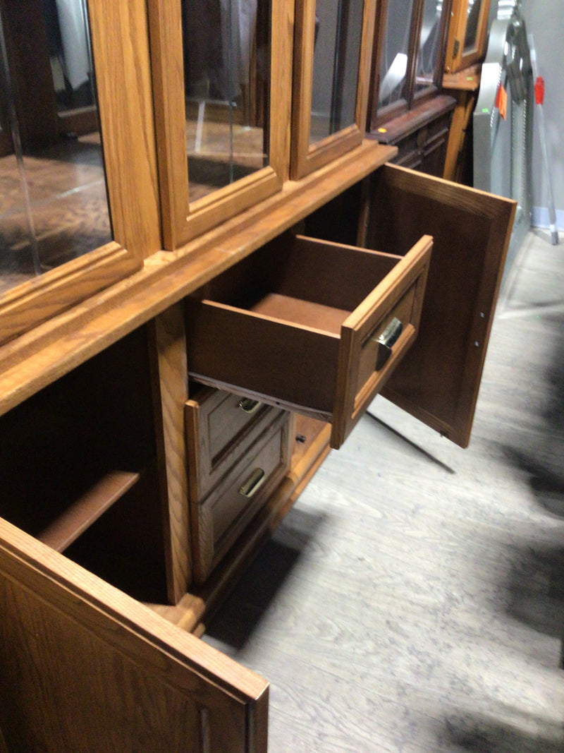 Oak Hutch with Glass Display Doors