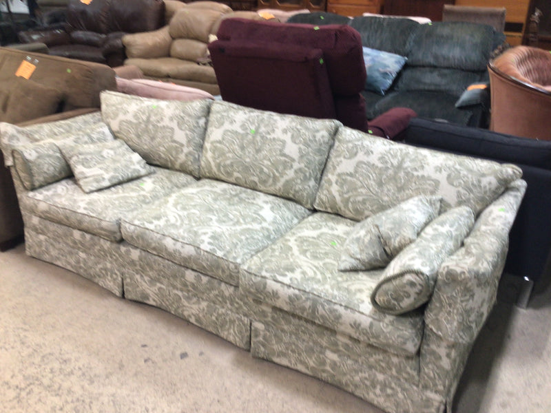 Green Floral Patterned 3-Seater Sofa