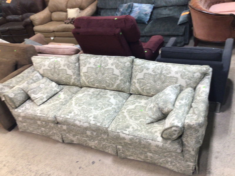 Green Floral Patterned 3-Seater Sofa