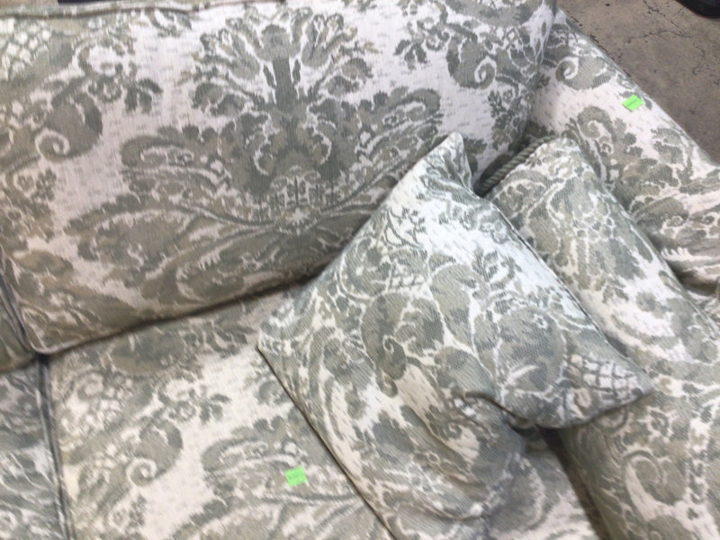 Green Floral Patterned 3-Seater Sofa