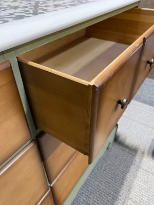 Sage Green Six-Drawer Painted Dresser