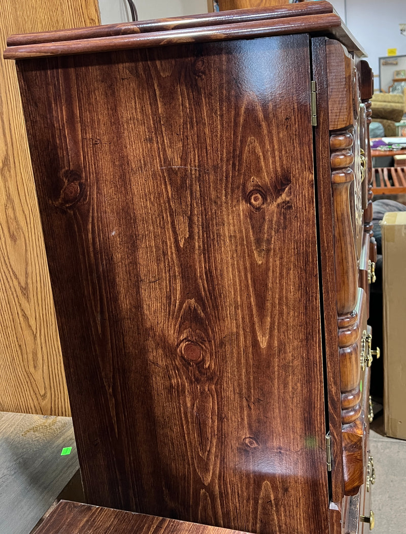 Traditional Dark Wood Armoire with Storage Drawers