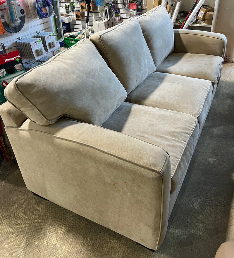 Light Beige Transitional 3-Cushion Sofa with Track Arms
