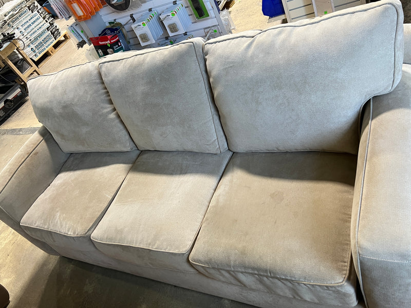 Light Beige Transitional 3-Cushion Sofa with Track Arms