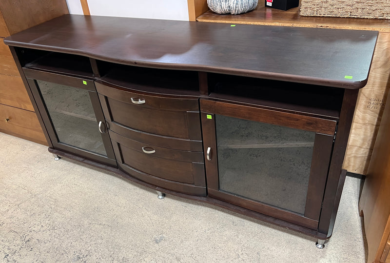 Walter TV Credenza in Java – Contemporary Bow-Front Entertainment Console