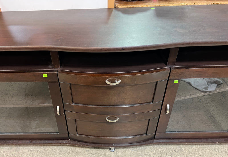 Walter TV Credenza in Java – Contemporary Bow-Front Entertainment Console