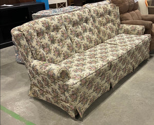 Cream Floral Wingback Couch