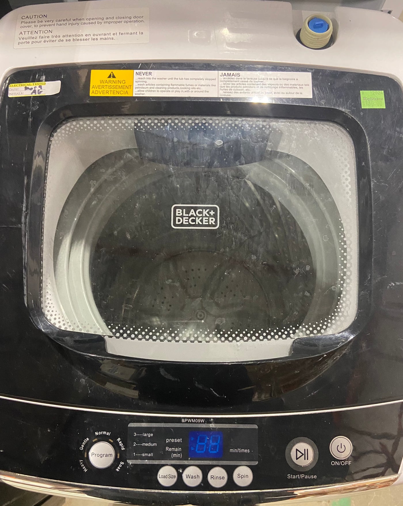 Black and Decker White Portable Top Load Washing Machine Habitat