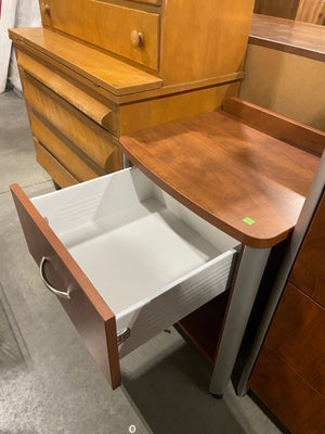 Cherry Bedside Table with Silver Accents