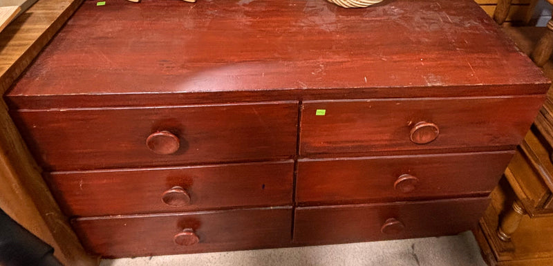 Antique 6-Drawer Dresser with Round Wooden Knobs