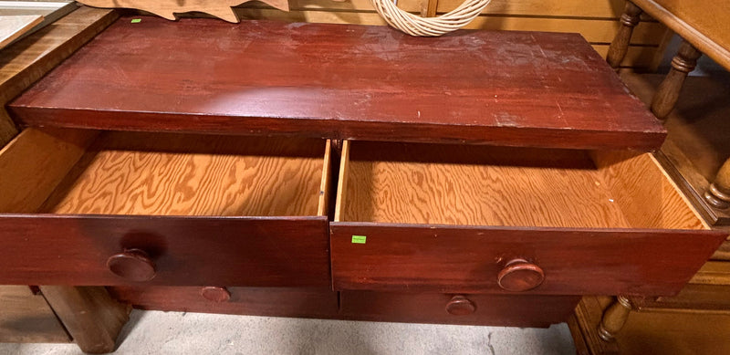 Antique 6-Drawer Dresser with Round Wooden Knobs