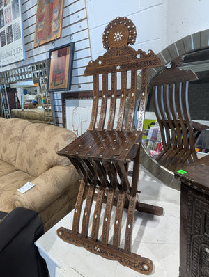Antique Syrian Mother of Pearl Inlaid Folding Chair