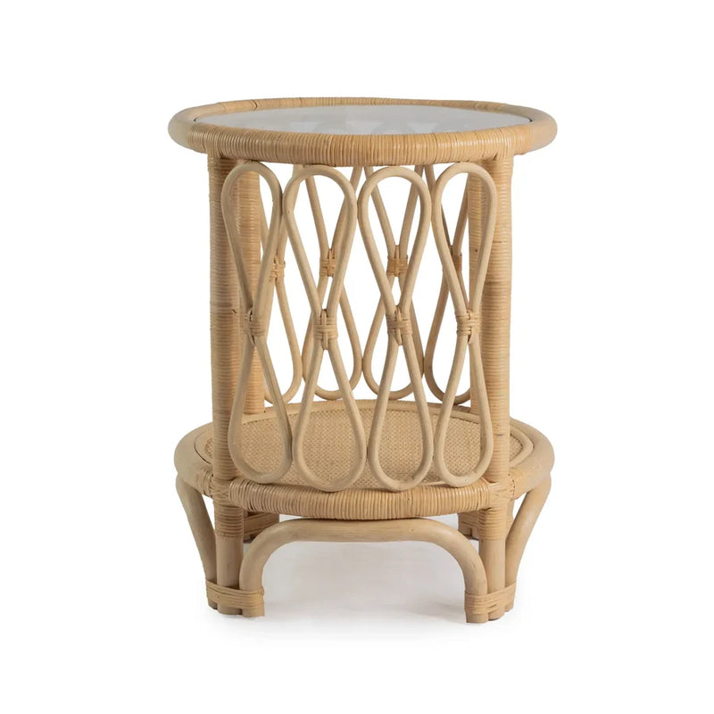 SAHARA Rattan Side Table With Glass Top