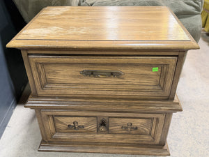 Rustic Wood Nightstand with Dual Storage Drawers