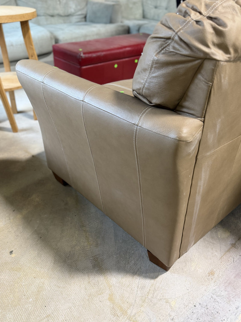 Modern Brown Leather Loveseat