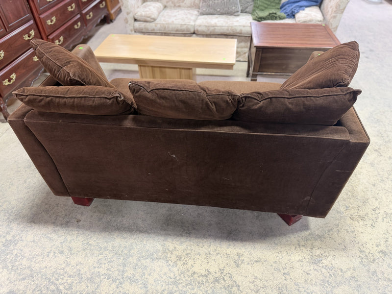 Modern Brown Corduroy Loveseat