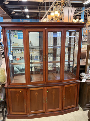 Traditional Wood Buffet & Hutch with Glass Display