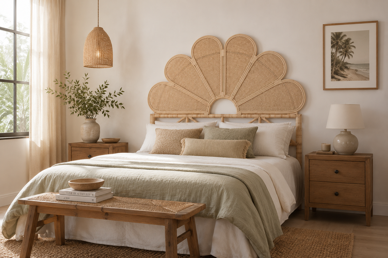 PLUMERIA Rattan Queen Headboard