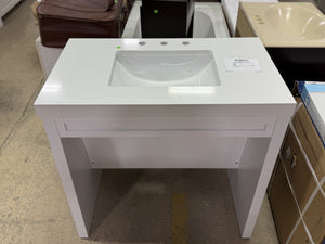 Modern White Integrated Sink Vanity - Glacier Bay 36"