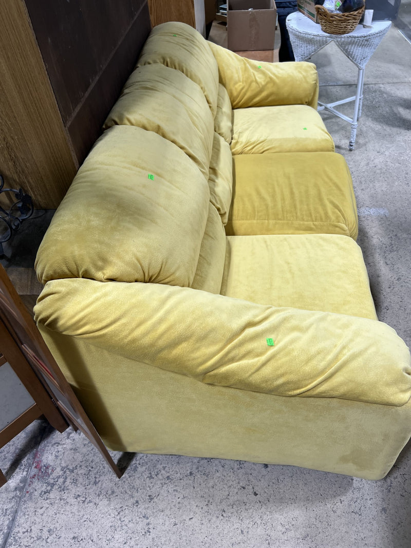 Yellow Faux Suede Sofa