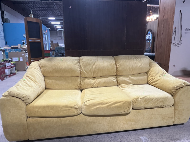 Yellow Faux Suede Sofa