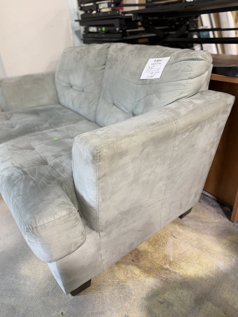 Modern Sage Green Microfiber Loveseat