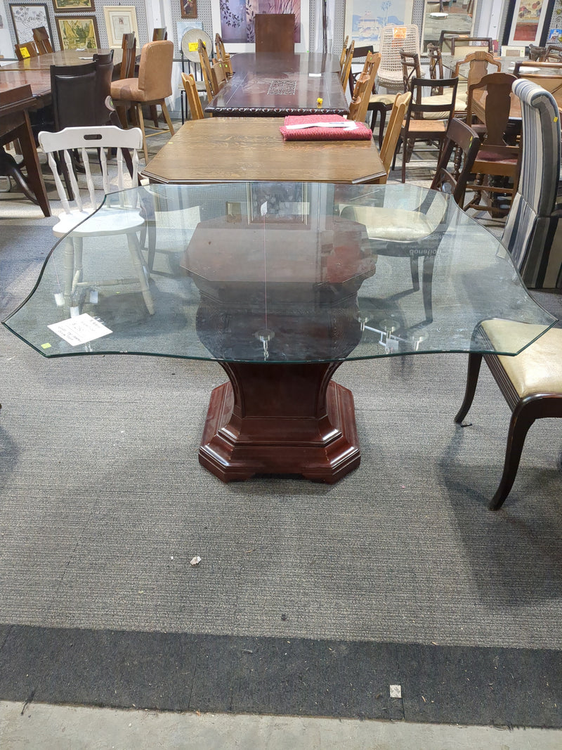 Glass Top Pedestal Dining Table